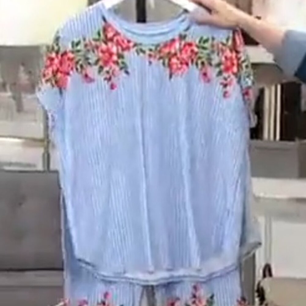 NEW 1X Cuddl Duds Cotton Touch Dolman Tunic & Gaucho Pant Set with pockets (QVC)